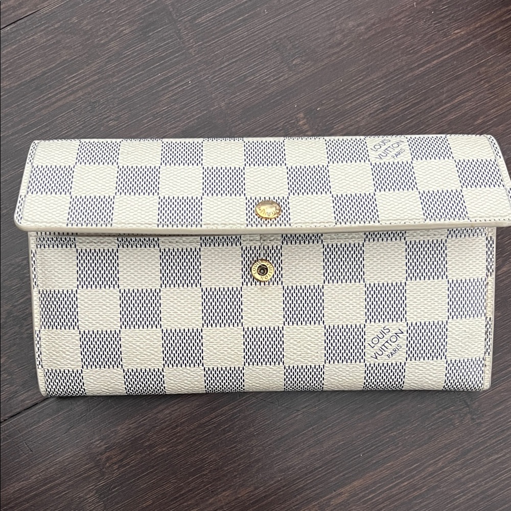 Louis Vuitton Cream and Blue Checkered Wallet